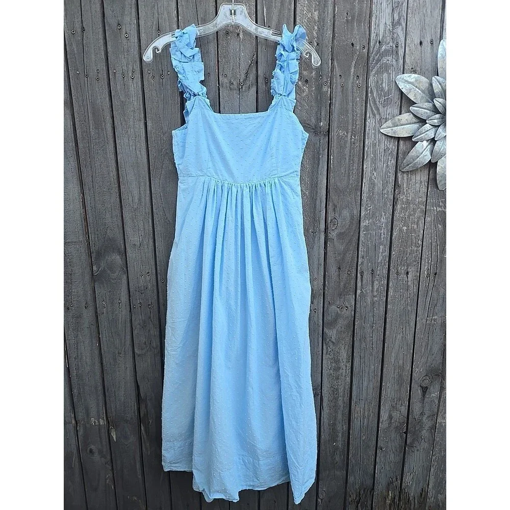 Lake Lolly Dress in Morning Blue Swiss Dot Size XS Midi length - Picture 3 of 9